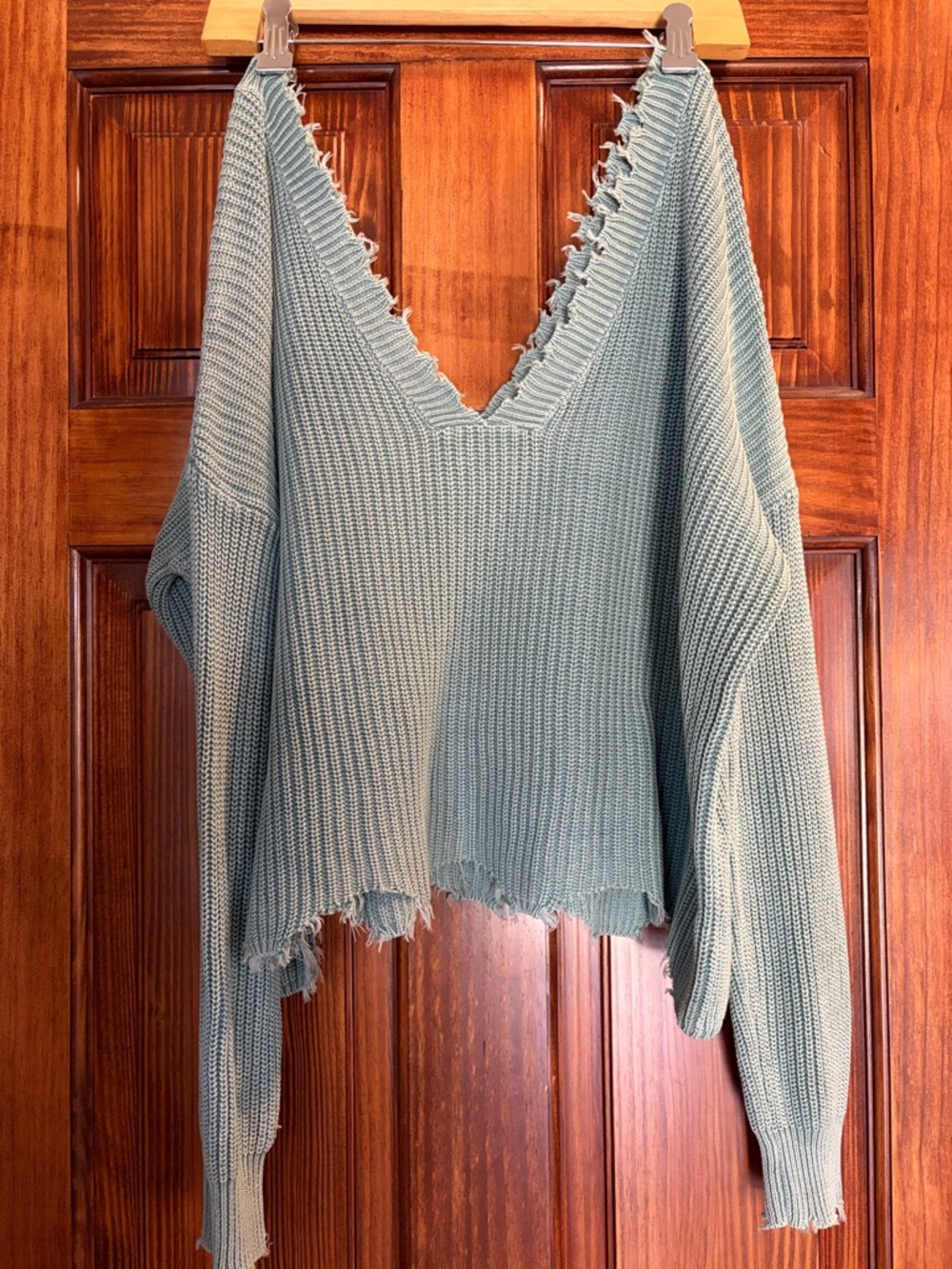 Distressed raw edge Vice knit sweater sz M